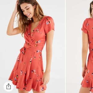 urban outfitter red wrap dress